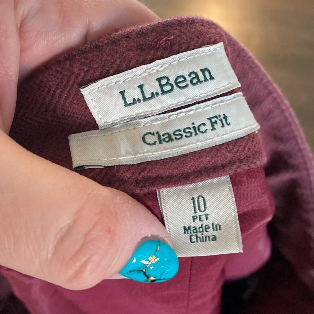 L.L.Bean Red Burgundy Slirt 10P Petite Long EUC Vintage